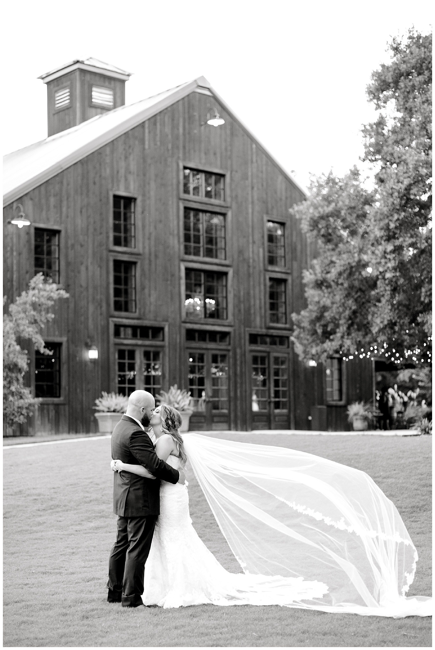carriage house wedding romantic portrait with cathedral veil